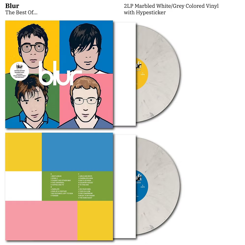 BLUR 2xLP The Best Of (White Grey Marble Coloured Vinyls) + Bonus Track