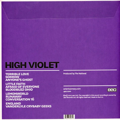 The National High Violet Black Vinyl Edition 2lp UK – Reissue