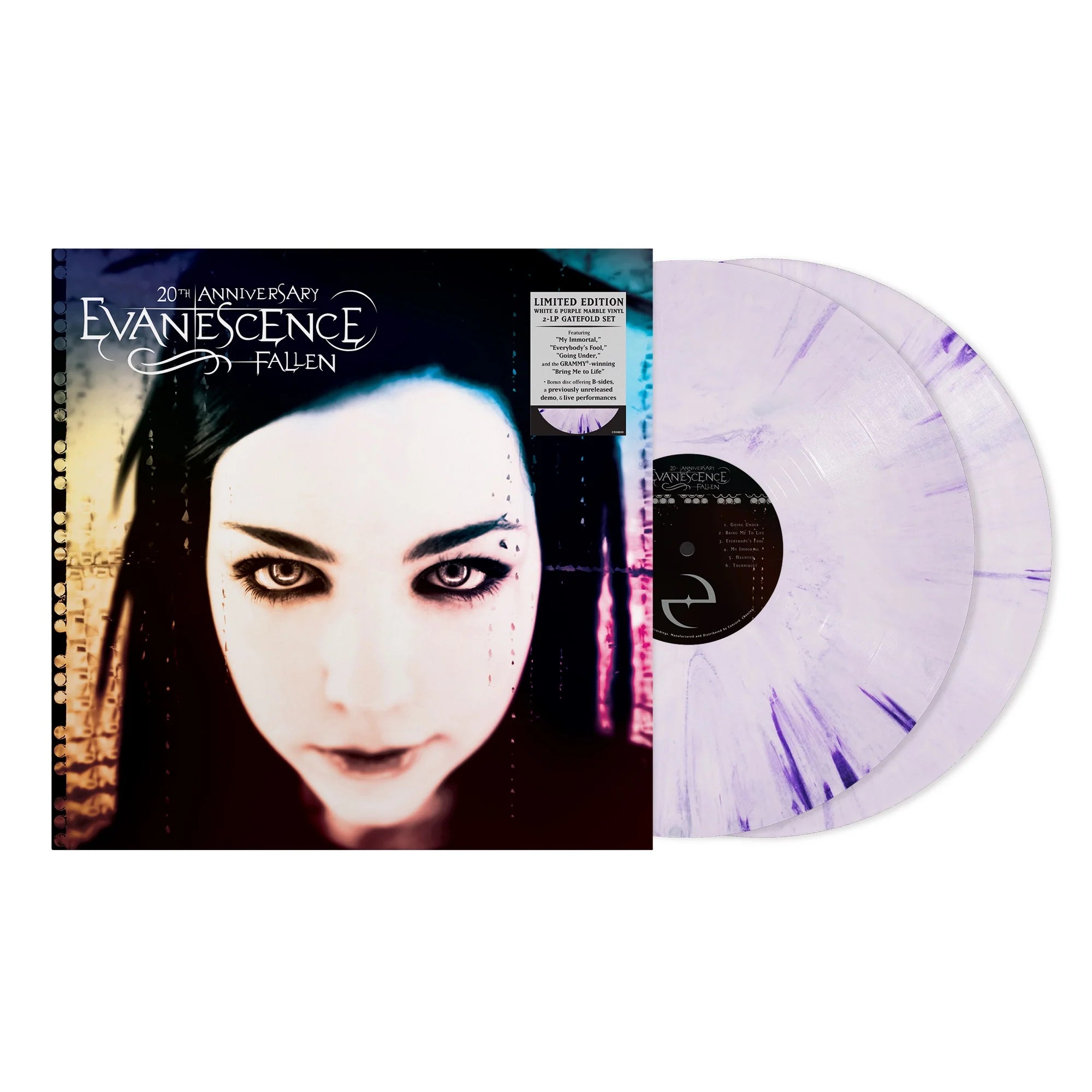 Evanescence Fallen  20th ANNIVERSARY. White & Purple Marble Colored Vinyl 2LP RARE