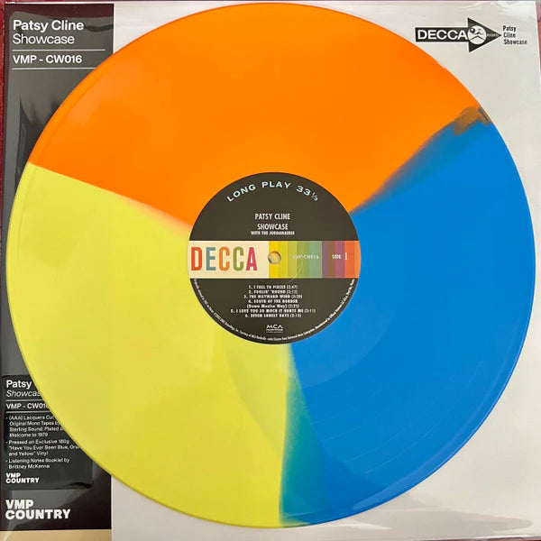Patsy Cline - "Showcase" VMP Exclusive Orange/Yellow/Blue Tricolor 180 gram Vinyl