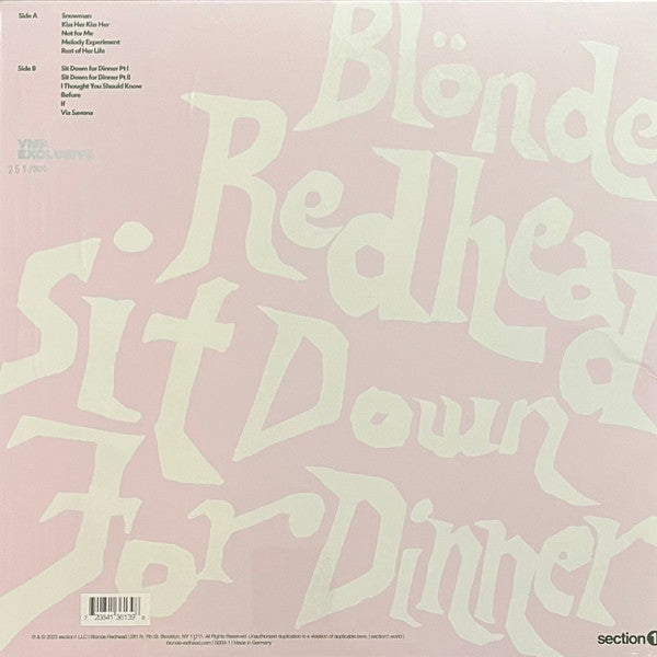 Blonde Redhead – Sit Down For Dinner, Limited Edition, Numbered, Transparent Violet