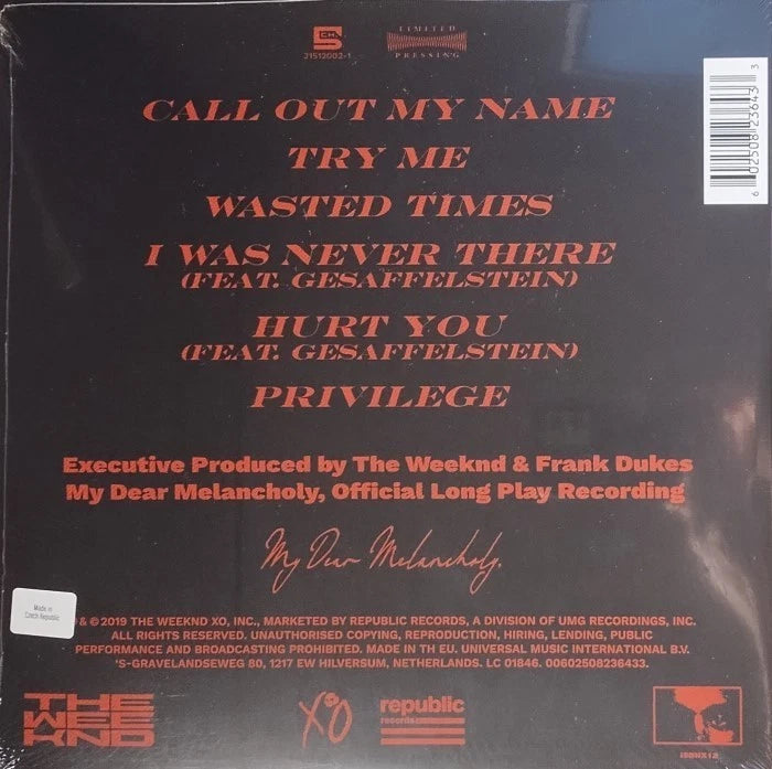 The Weeknd My Dear Melancholy,